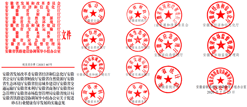 為促進(jìn)機(jī)制砂健康有序發(fā)展，安徽省發(fā)改委發(fā)布了實(shí)施方案文件